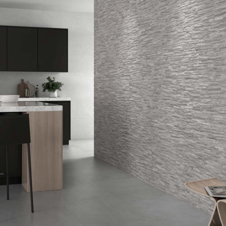 TYLER XL  GRIS 40X120 COM MUR EN PÂTE BLANCHE