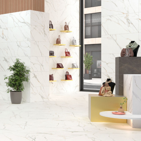 ASTON WHITE 25X50 COM MUR EN PÂTE ROUGE