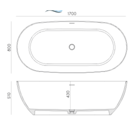 ALTEA BATHTUB 1700 x 800 x 510 MM