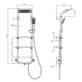 BLACK SINGLE-HANDLE ELBA SHOWER