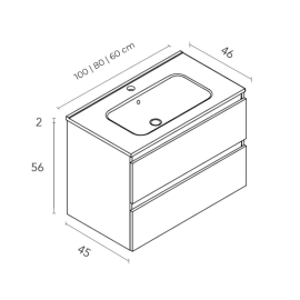 CHEAP SUSPENDED CABINET 80 CM SANDED GREY