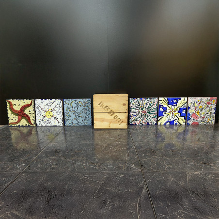 LOTE DE 6 AZULEJOS PINTADOS POR SALVADOR DALÍ